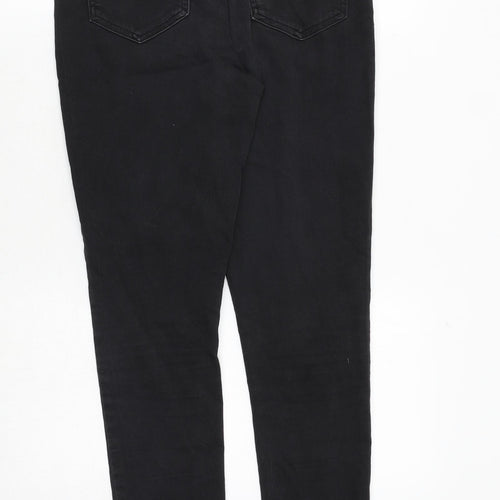 Marks and Spencer Womens Black Cotton Skinny Jeans Size 12 Regular Zip