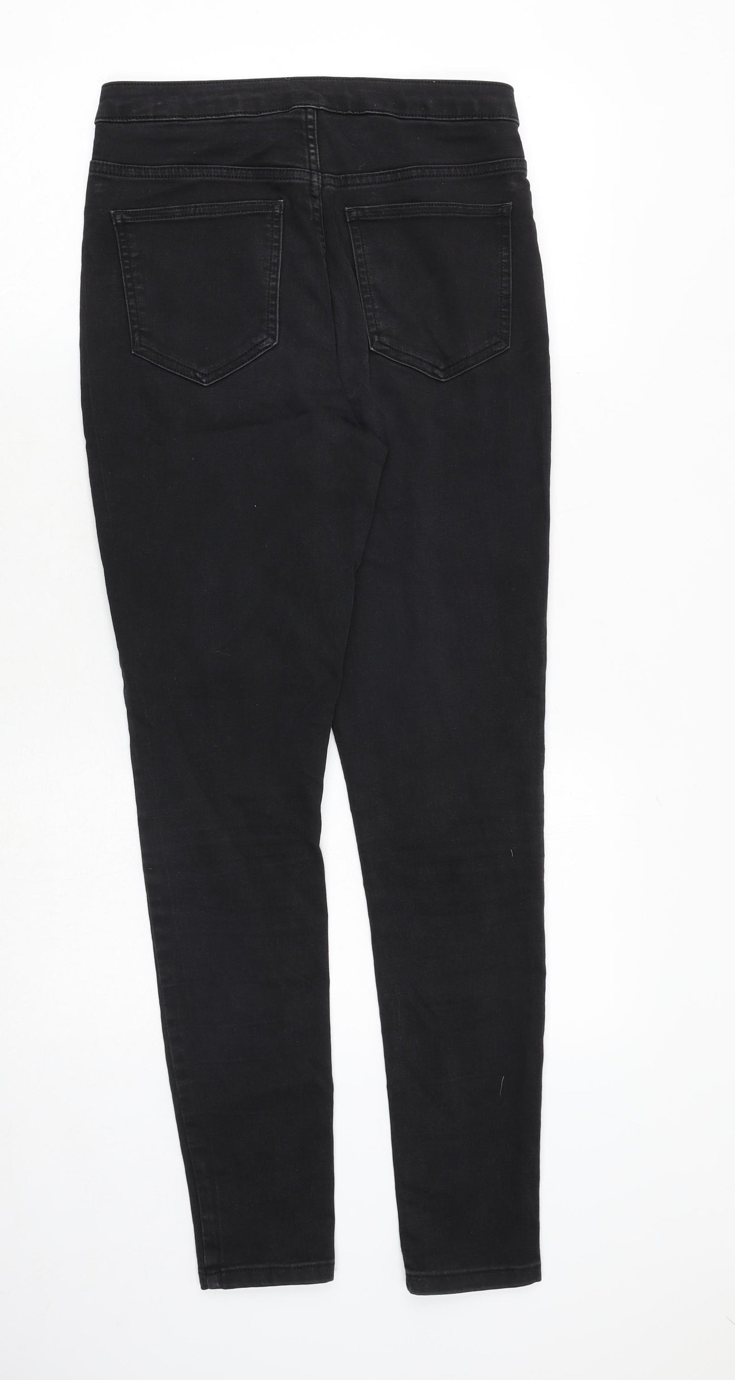 Marks and Spencer Womens Black Cotton Skinny Jeans Size 12 Regular Zip
