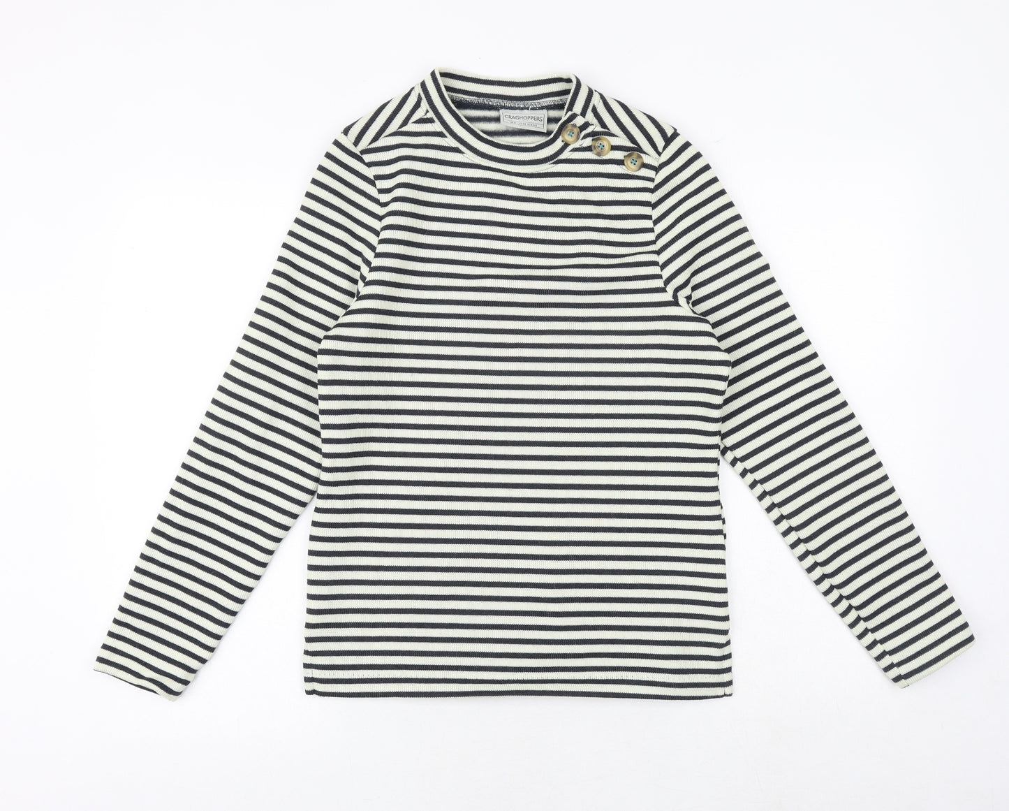 Craghoppers Womens Blue Round Neck Striped Polyester Pullover Jumper Size 8