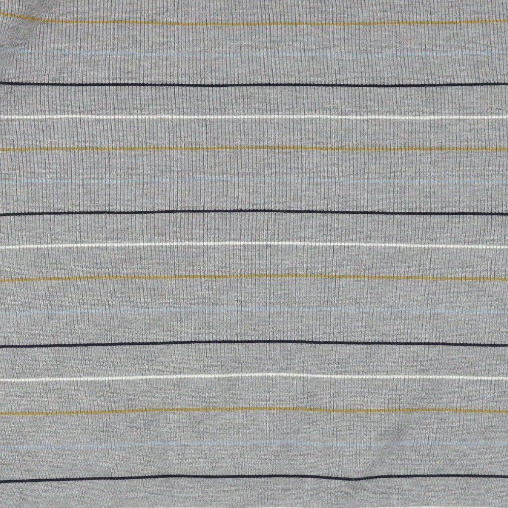 Marks and Spencer Mens Grey Round Neck Striped Polyester Pullover Jumper Size 3XL Long Sleeve