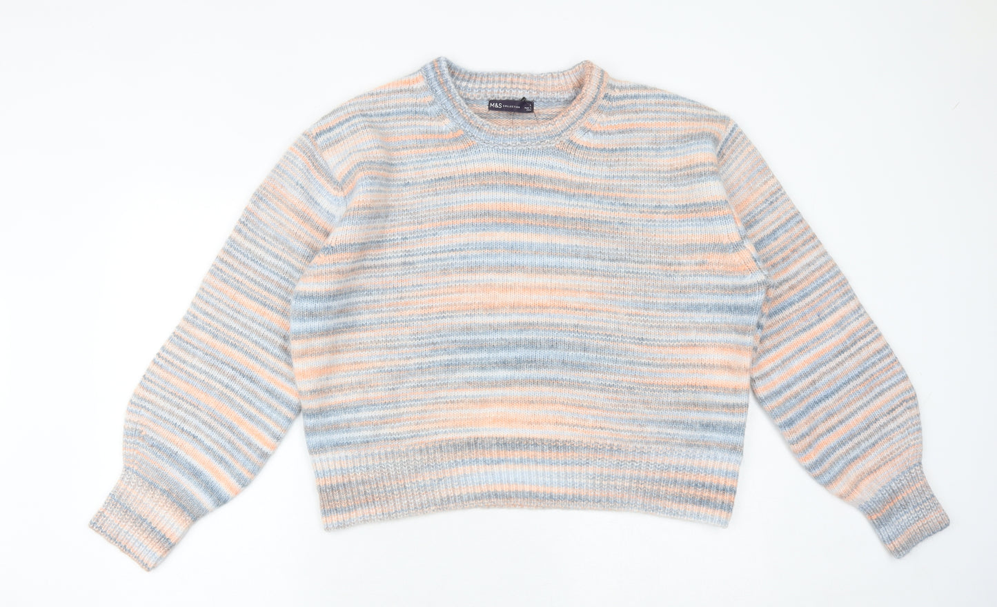 Marks and Spencer Womens Multicoloured Round Neck Geometric Acrylic Pullover Jumper Size L