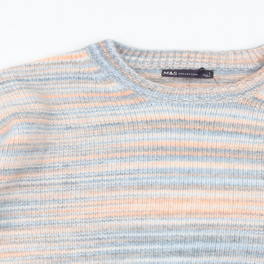 Marks and Spencer Womens Multicoloured Round Neck Geometric Acrylic Pullover Jumper Size L