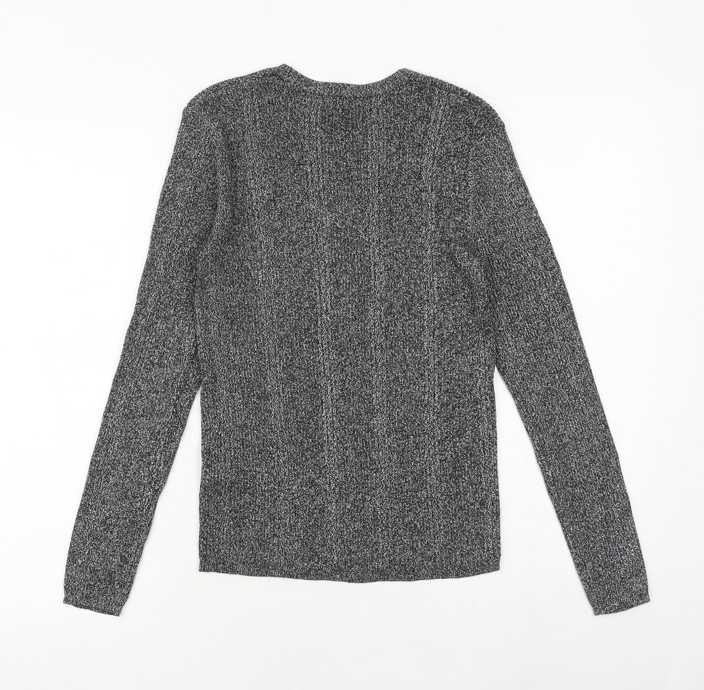 Marks and Spencer Womens Silver Geometric Viscose Basic Blouse Size 8 V-Neck