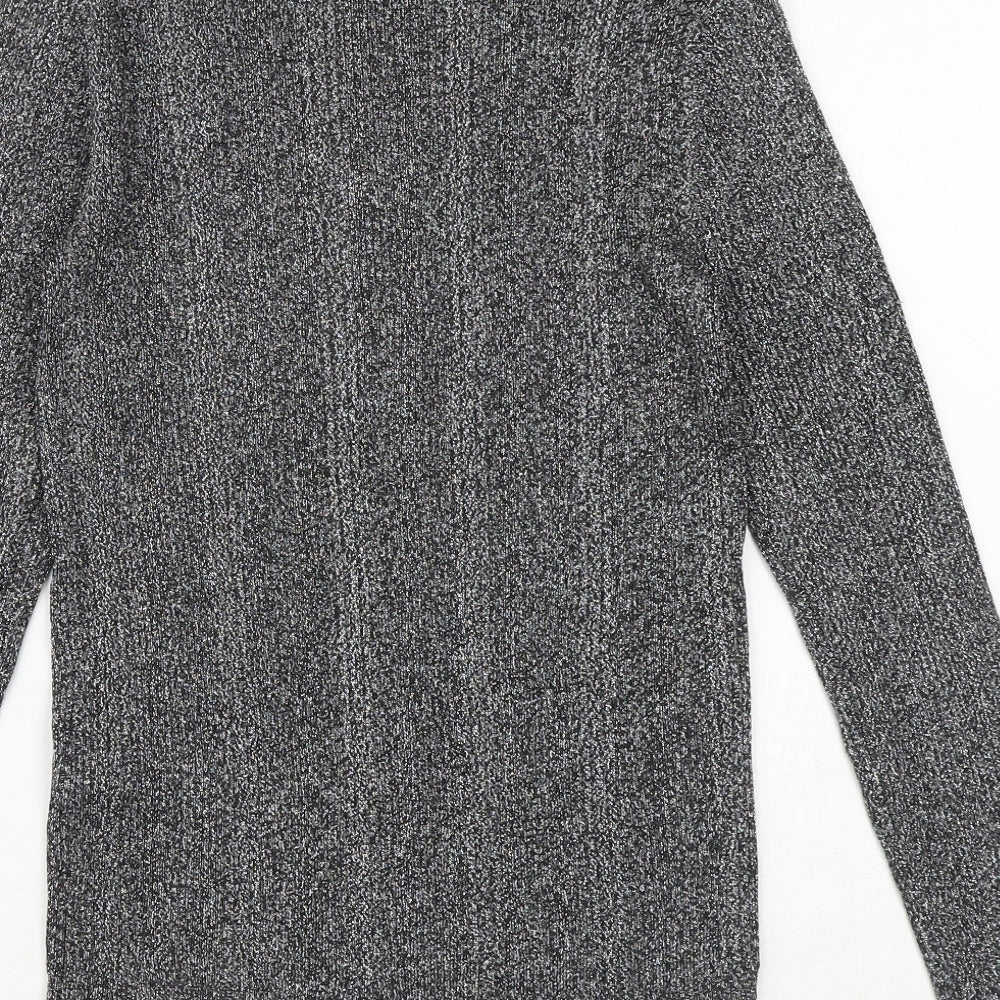 Marks and Spencer Womens Silver Geometric Viscose Basic Blouse Size 8 V-Neck