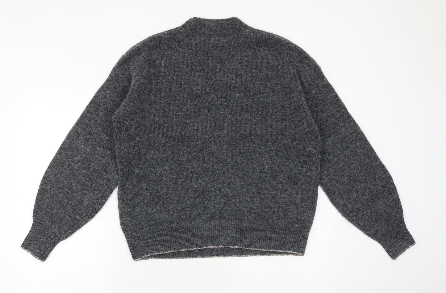 Marks and Spencer Womens Grey Round Neck Geometric Polyester Pullover Jumper Size M - Stars