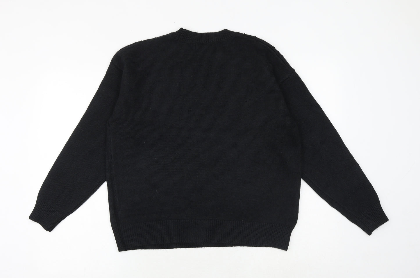 Marks and Spencer Womens Black Round Neck Polyester Pullover Jumper Size M