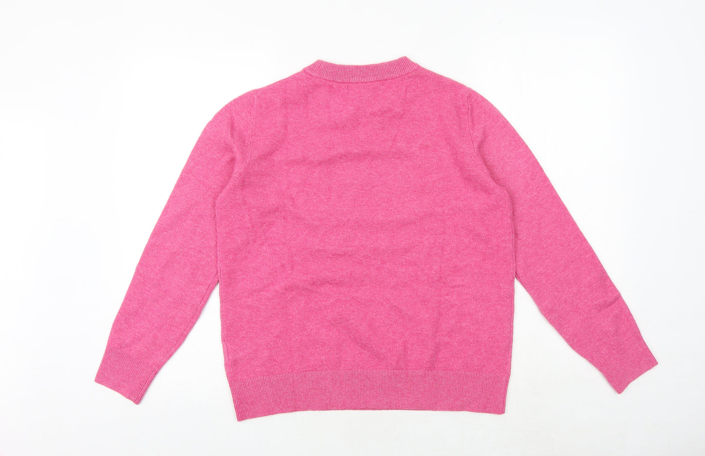 Marks and Spencer Womens Pink Round Neck Polyester Pullover Jumper Size S