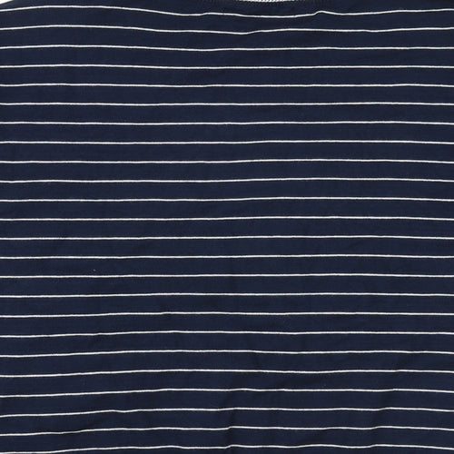 Marks and Spencer Womens Blue V-Neck Striped Viscose Pullover Jumper Size M
