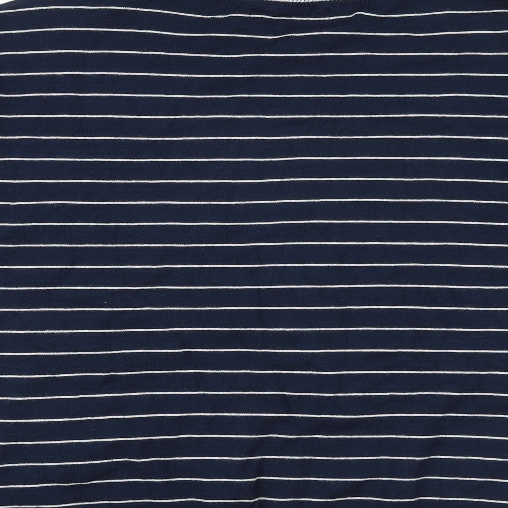 Marks and Spencer Womens Blue V-Neck Striped Viscose Pullover Jumper Size M