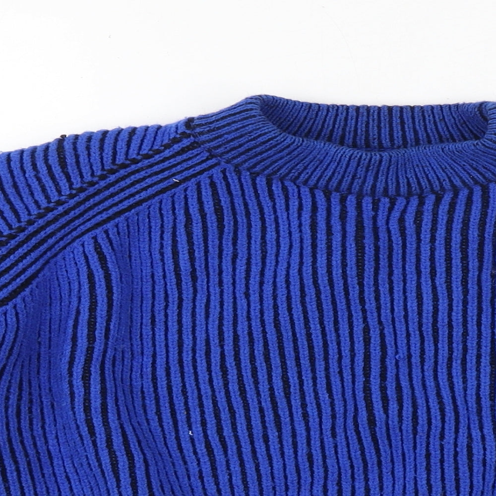 Bershka Womens Blue Round Neck Acrylic Pullover Jumper Size M