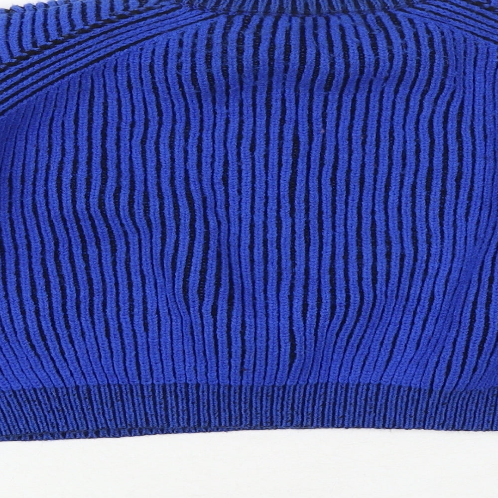 Bershka Womens Blue Round Neck Acrylic Pullover Jumper Size M
