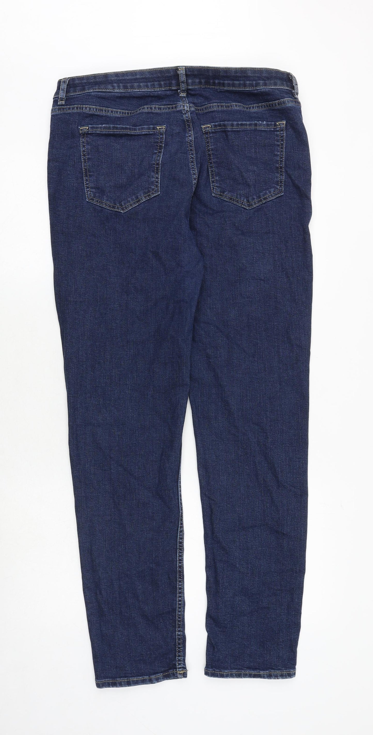 Marks and Spencer Womens Blue Cotton Skinny Jeans Size 14 Slim Zip
