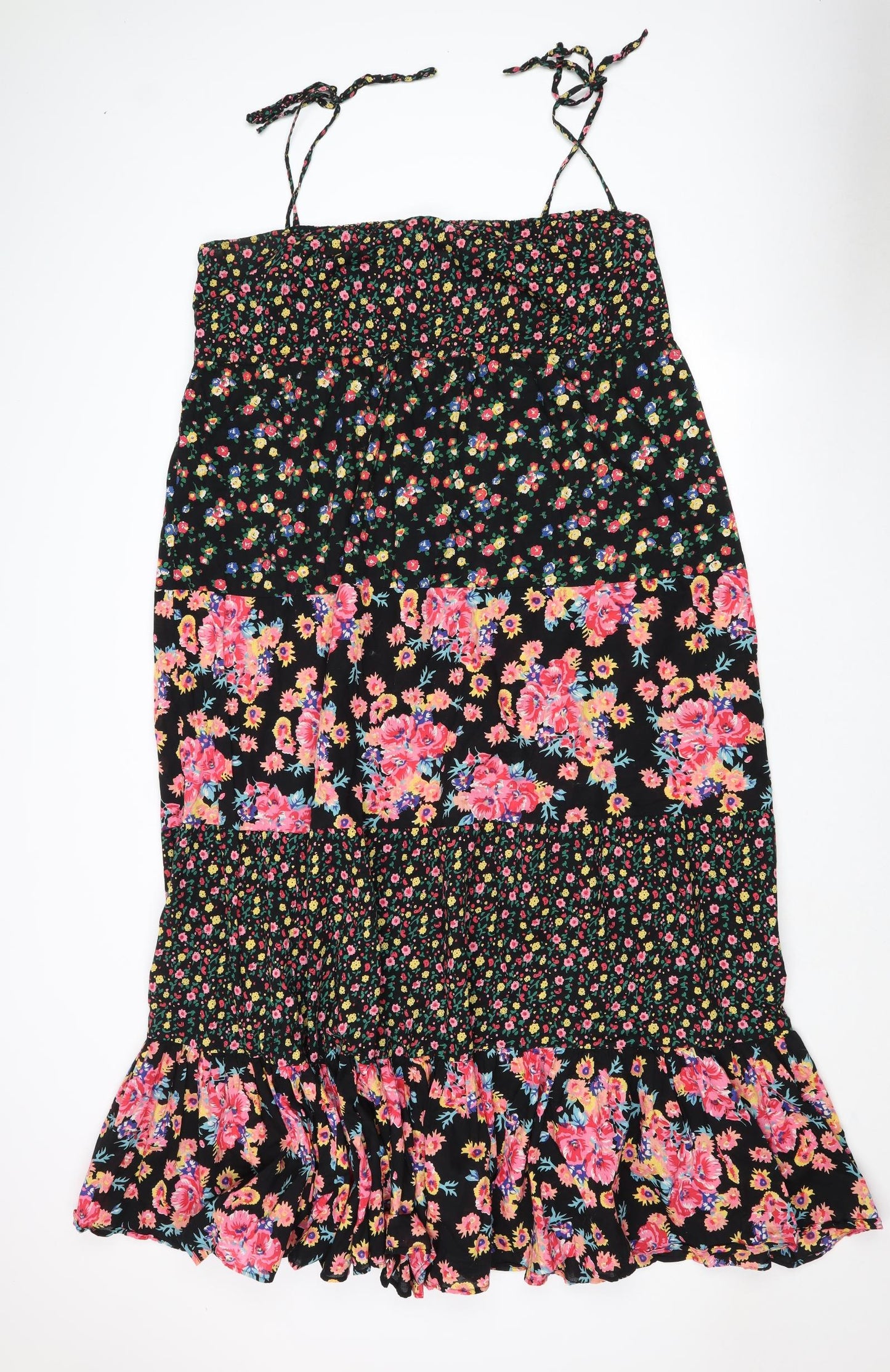 NEXT Womens Multicoloured Geometric Cotton Maxi Size 22 Square Neck Tie