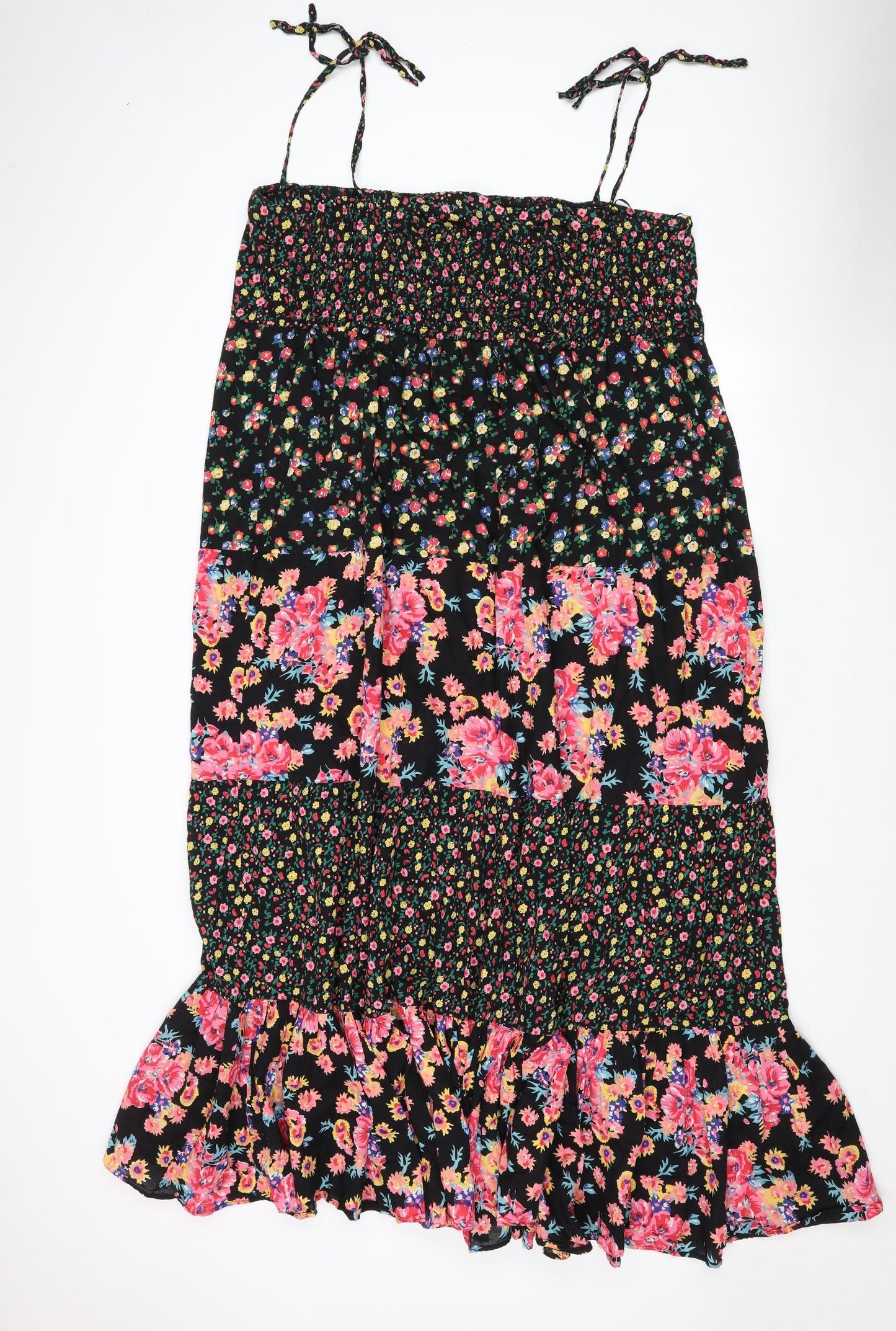 NEXT Womens Multicoloured Geometric Cotton Maxi Size 22 Square Neck Tie