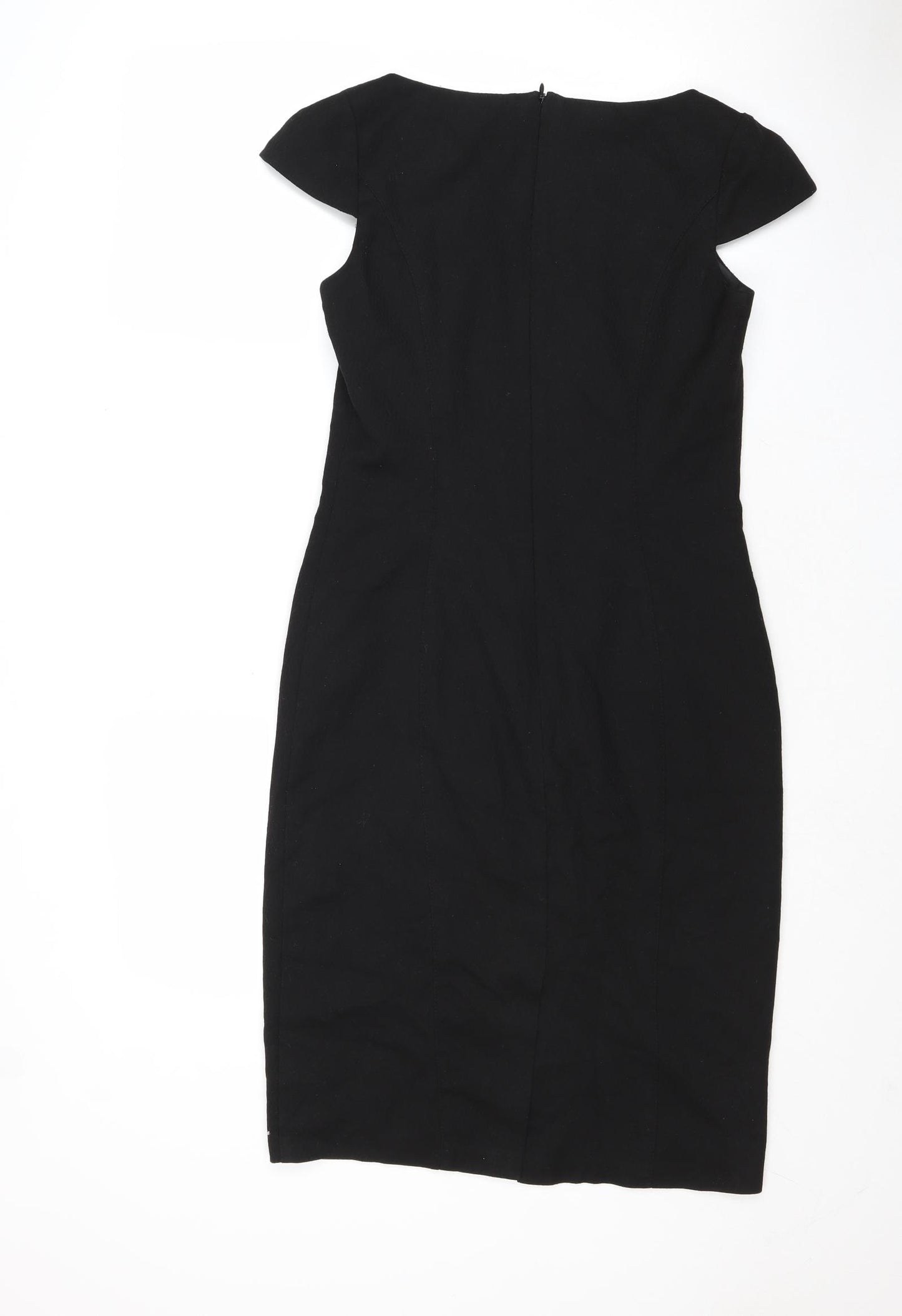 NEXT Womens Black Polyester Shift Size 8 Round Neck Zip
