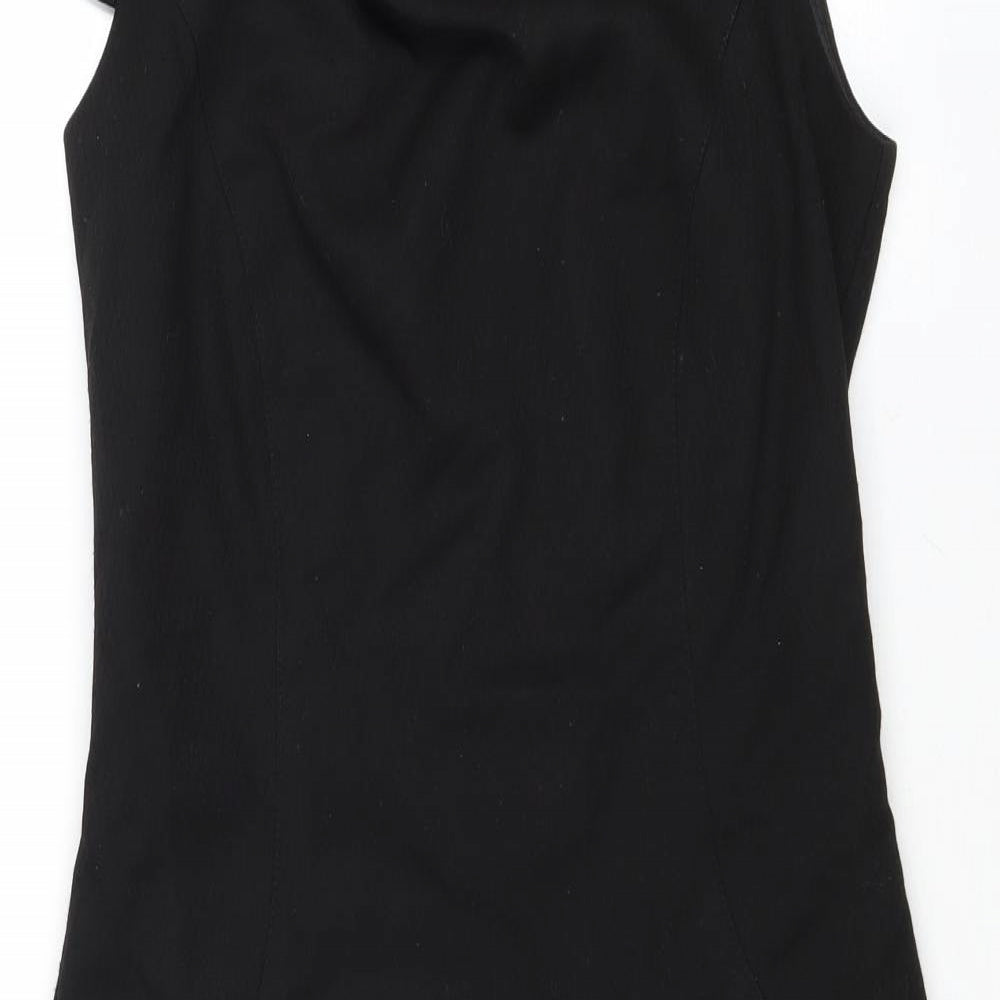 NEXT Womens Black Polyester Shift Size 8 Round Neck Zip