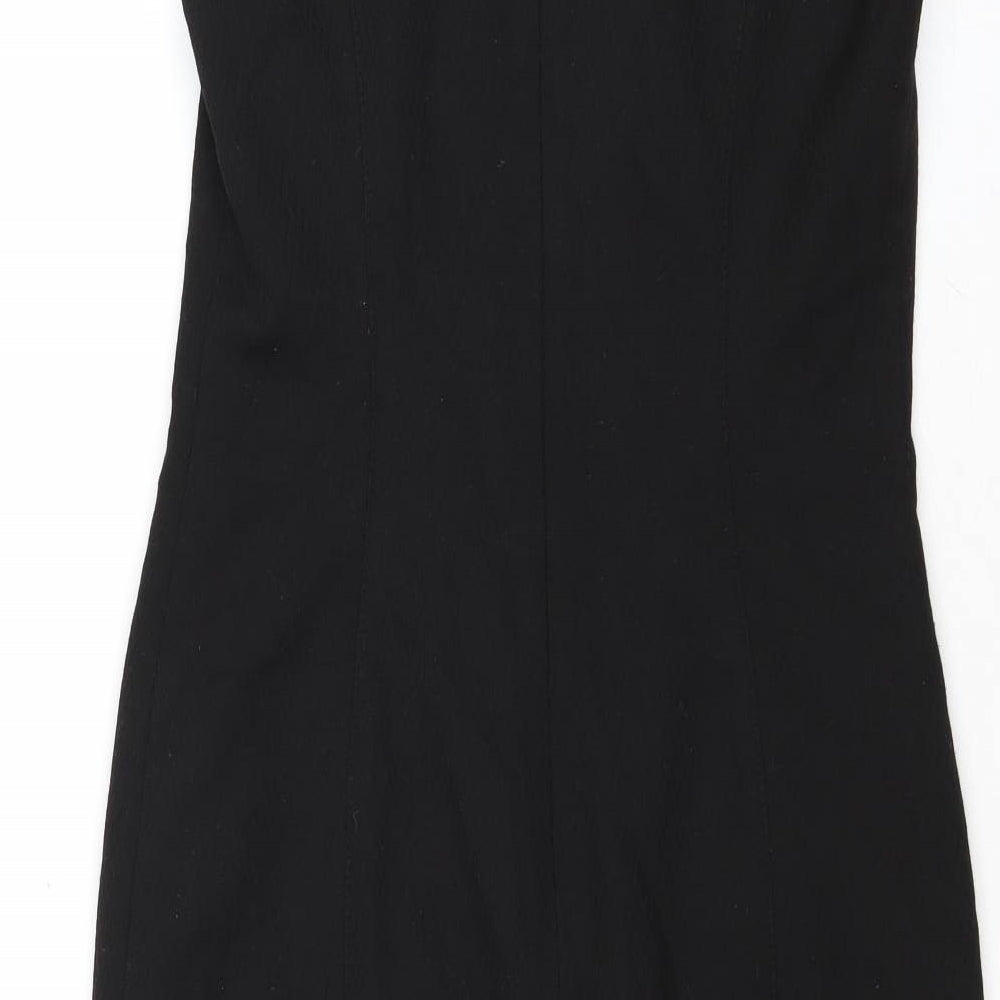 NEXT Womens Black Polyester Shift Size 8 Round Neck Zip