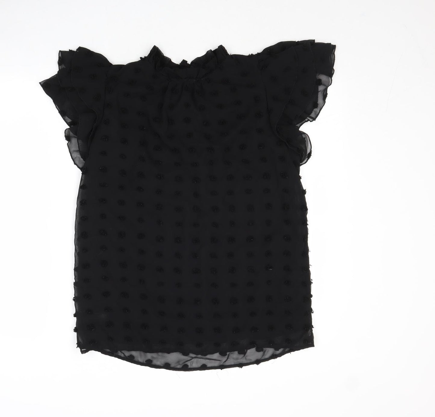 Quiz Womens Black Geometric Polyester Basic Tank Size 12 Mock Neck