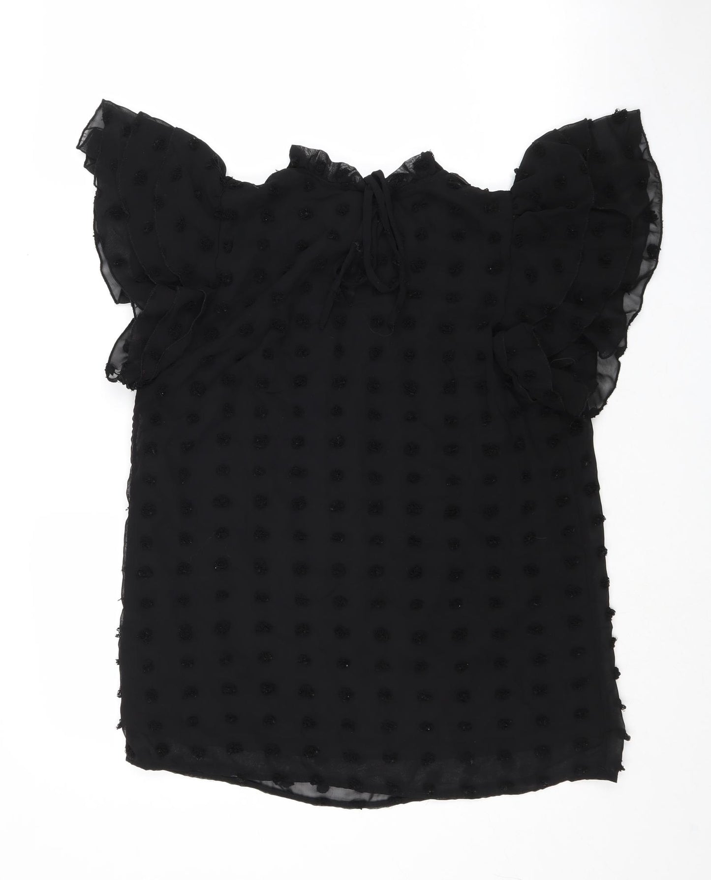 Quiz Womens Black Geometric Polyester Basic Tank Size 12 Mock Neck