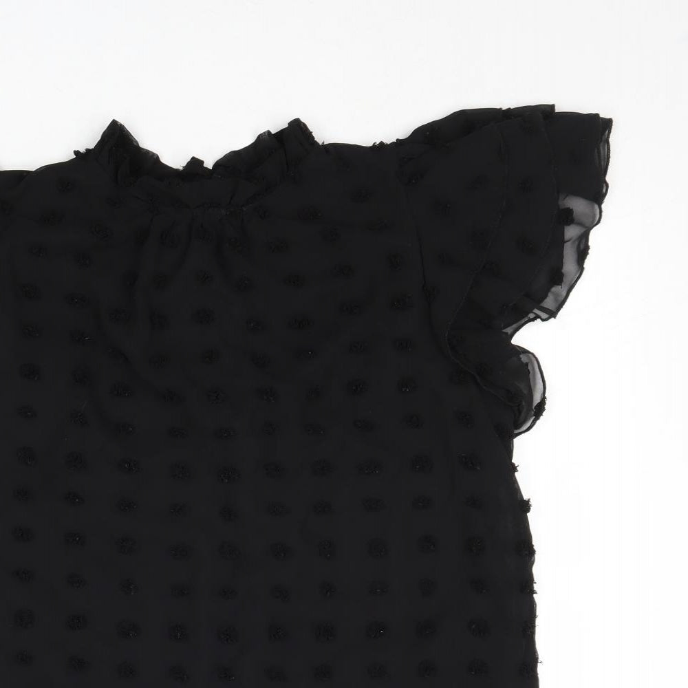 Quiz Womens Black Geometric Polyester Basic Tank Size 12 Mock Neck