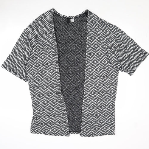Divided by H&M Womens Black V-Neck Geometric Cotton Cardigan Jumper Size M