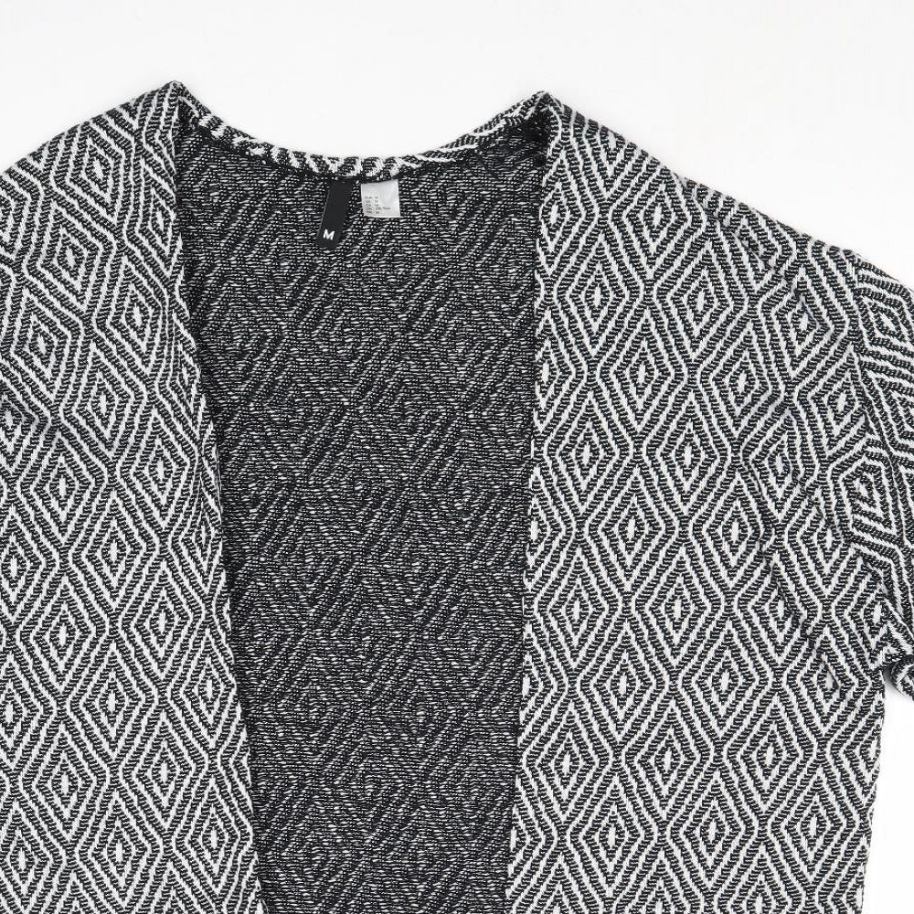 Divided by H&M Womens Black V-Neck Geometric Cotton Cardigan Jumper Size M