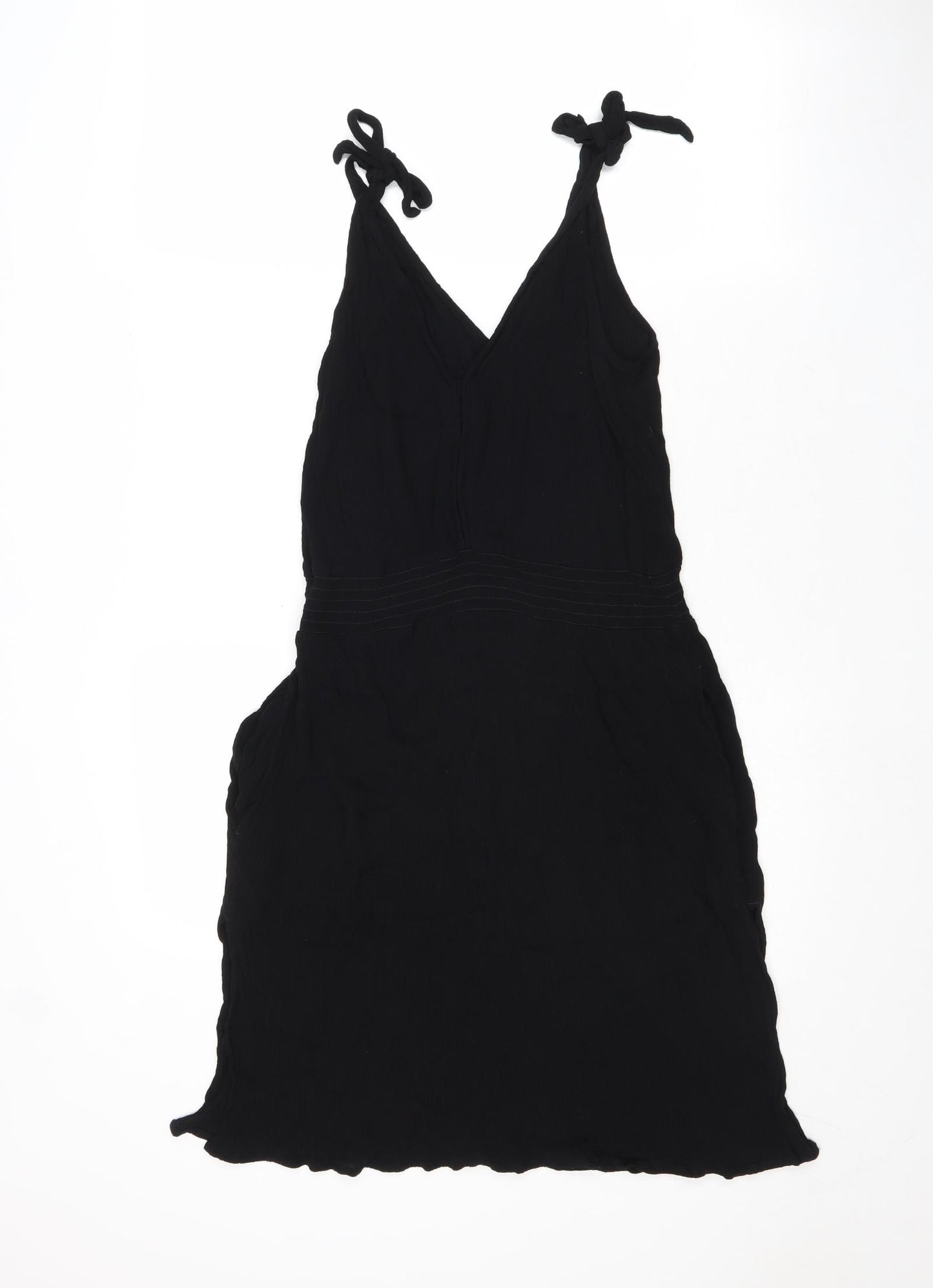 NEXT Womens Black Viscose A-Line Size 12 V-Neck Tie