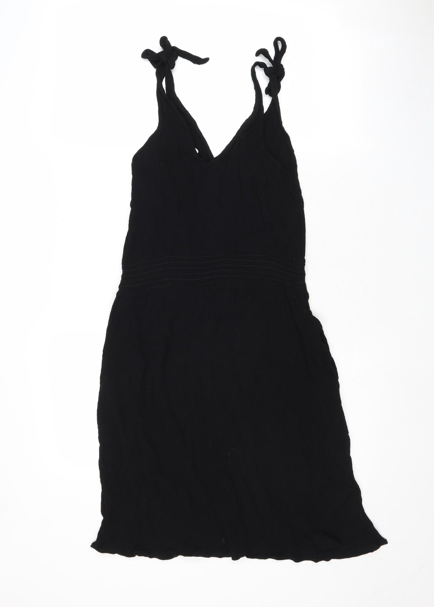 NEXT Womens Black Viscose A-Line Size 12 V-Neck Tie