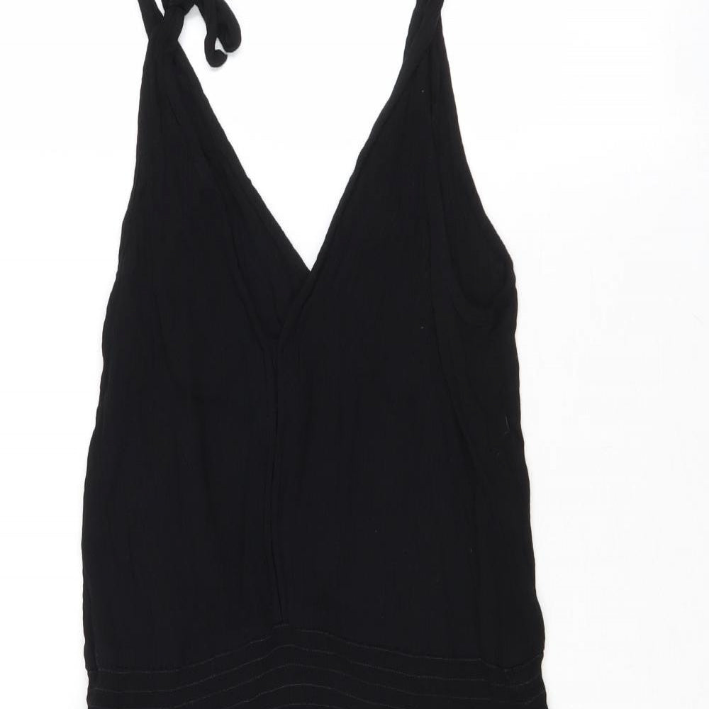 NEXT Womens Black Viscose A-Line Size 12 V-Neck Tie