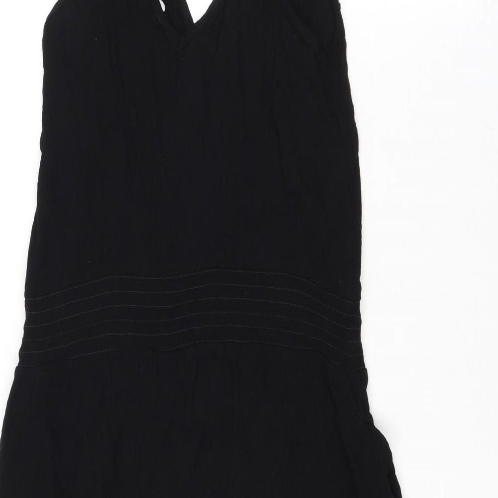 NEXT Womens Black Viscose A-Line Size 12 V-Neck Tie
