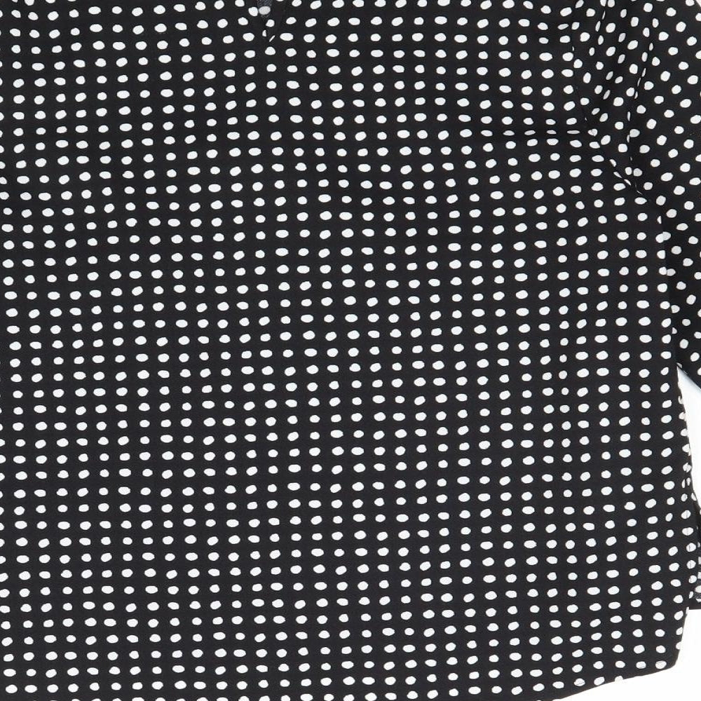 Dunnes Stores Womens Black Polka Dot Polyester Basic T-Shirt Size 8 Round Neck
