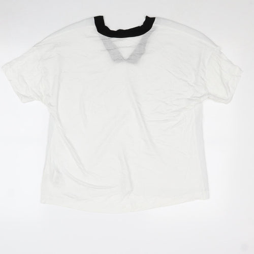 French Connection Womens White Lyocell Basic Blouse Size L V-Neck
