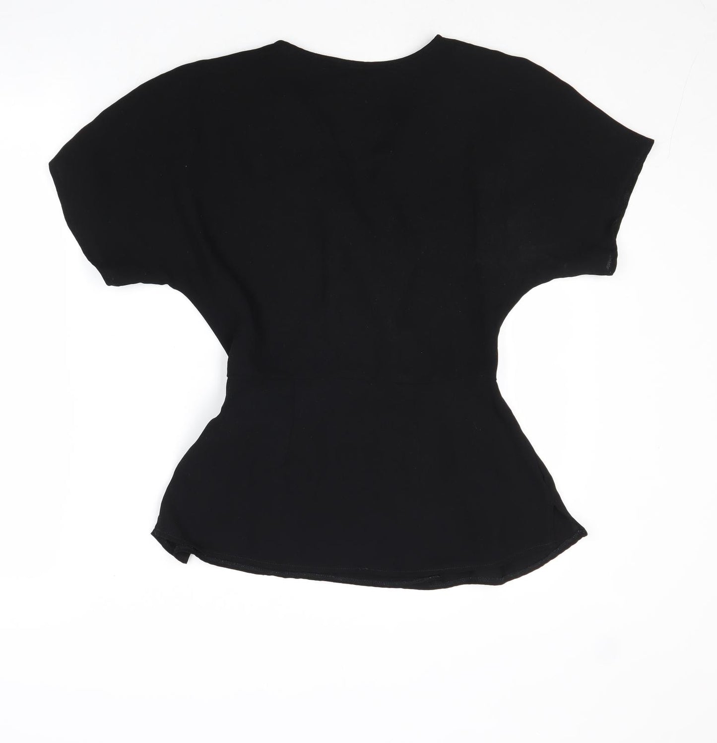 New Look Womens Black Polyester Wrap T-Shirt Size 10 V-Neck