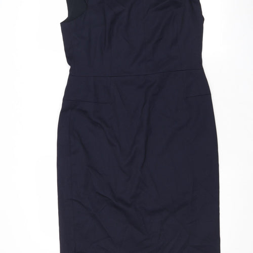 NEXT Womens Blue Polyester Pencil Dress Size 10 V-Neck Zip