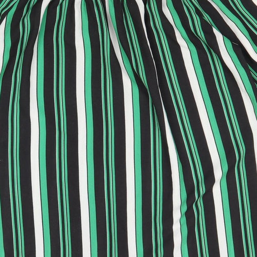 Quiz Womens Green Striped Polyester Basic Blouse Size 8 Boat Neck