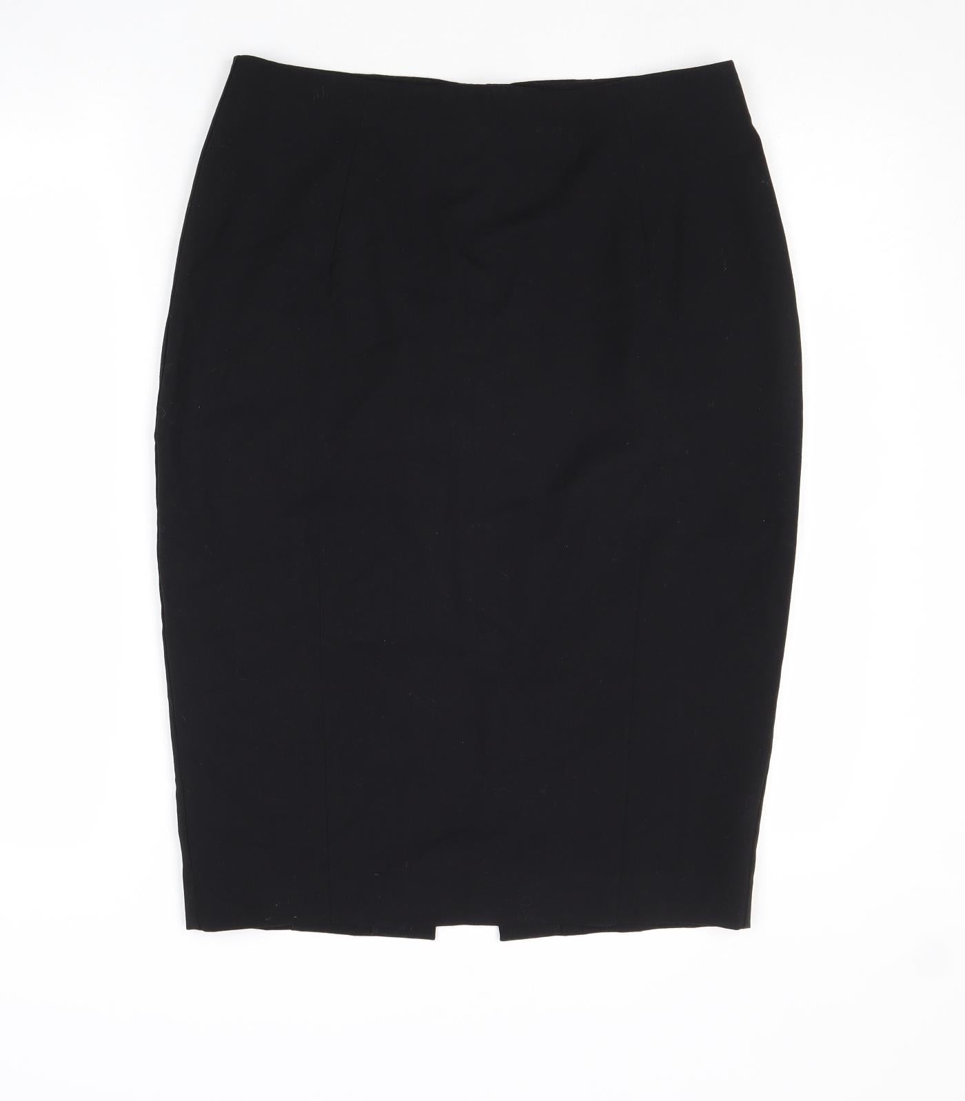 H&M Womens Black Polyester Straight & Pencil Skirt Size 14 Zip