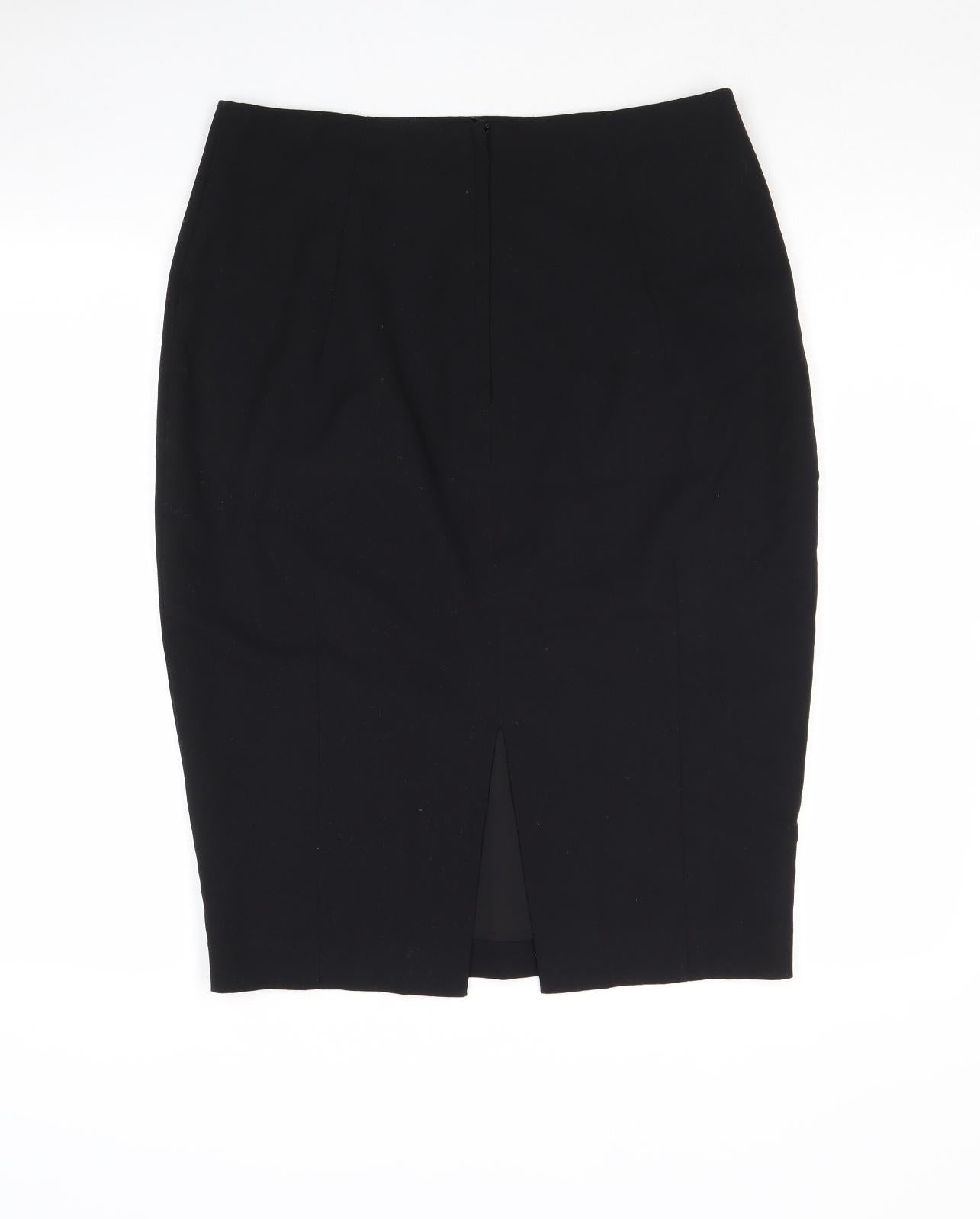 H&M Womens Black Polyester Straight & Pencil Skirt Size 14 Zip