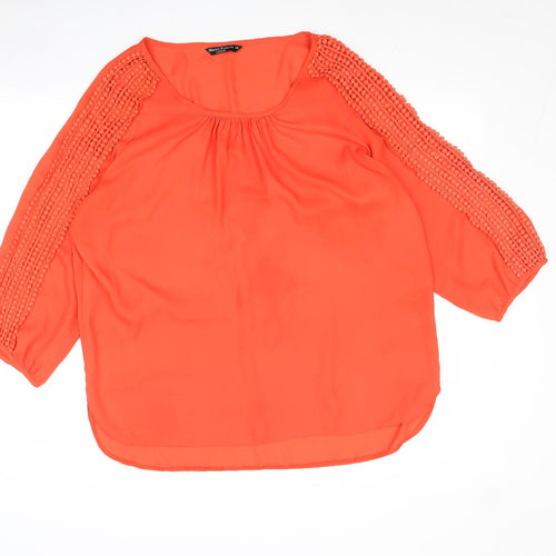 Marina Kaneva Womens Red Polyester Basic T-Shirt Size 14 Round Neck