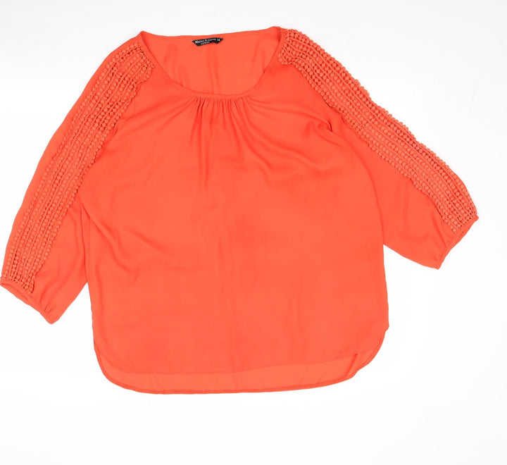 Marina Kaneva Womens Red Polyester Basic T-Shirt Size 14 Round Neck