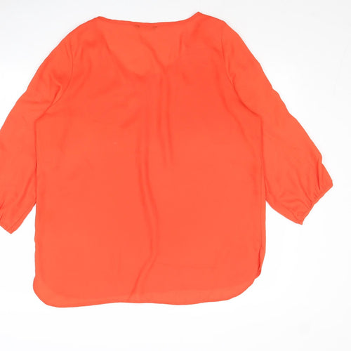 Marina Kaneva Womens Red Polyester Basic T-Shirt Size 14 Round Neck
