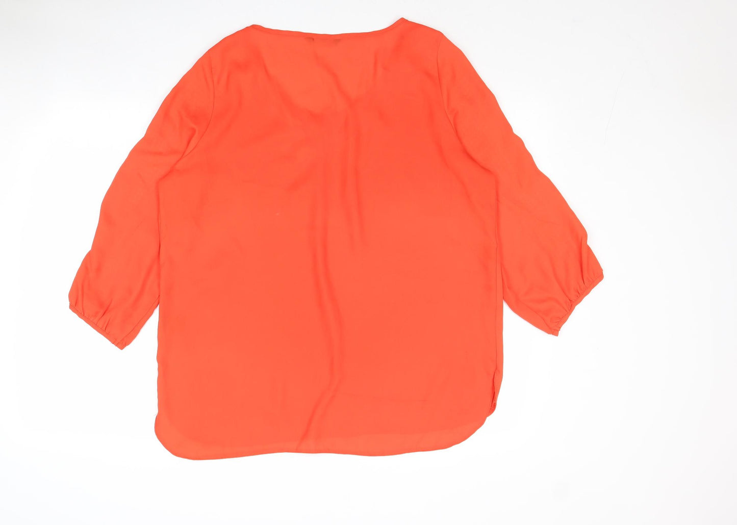 Marina Kaneva Womens Red Polyester Basic T-Shirt Size 14 Round Neck