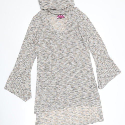 Pink Flame Womens Multicoloured Roll Neck Polyester Pullover Jumper Size M - Keyhole Neck