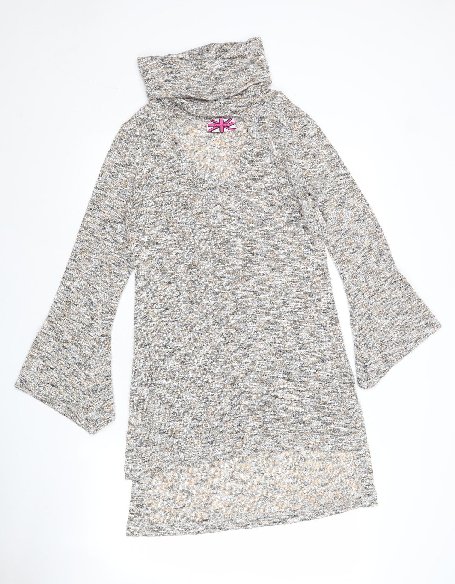 Pink Flame Womens Multicoloured Roll Neck Polyester Pullover Jumper Size M - Keyhole Neck