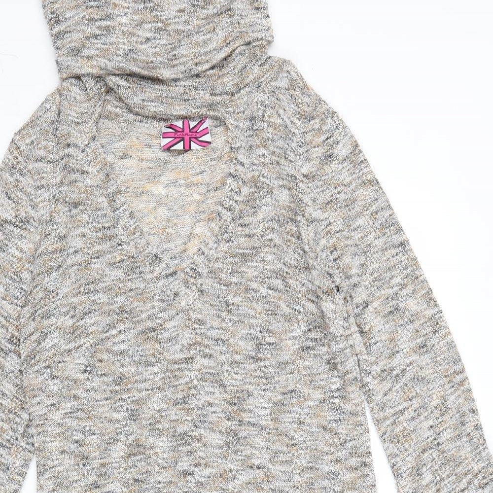 Pink Flame Womens Multicoloured Roll Neck Polyester Pullover Jumper Size M - Keyhole Neck
