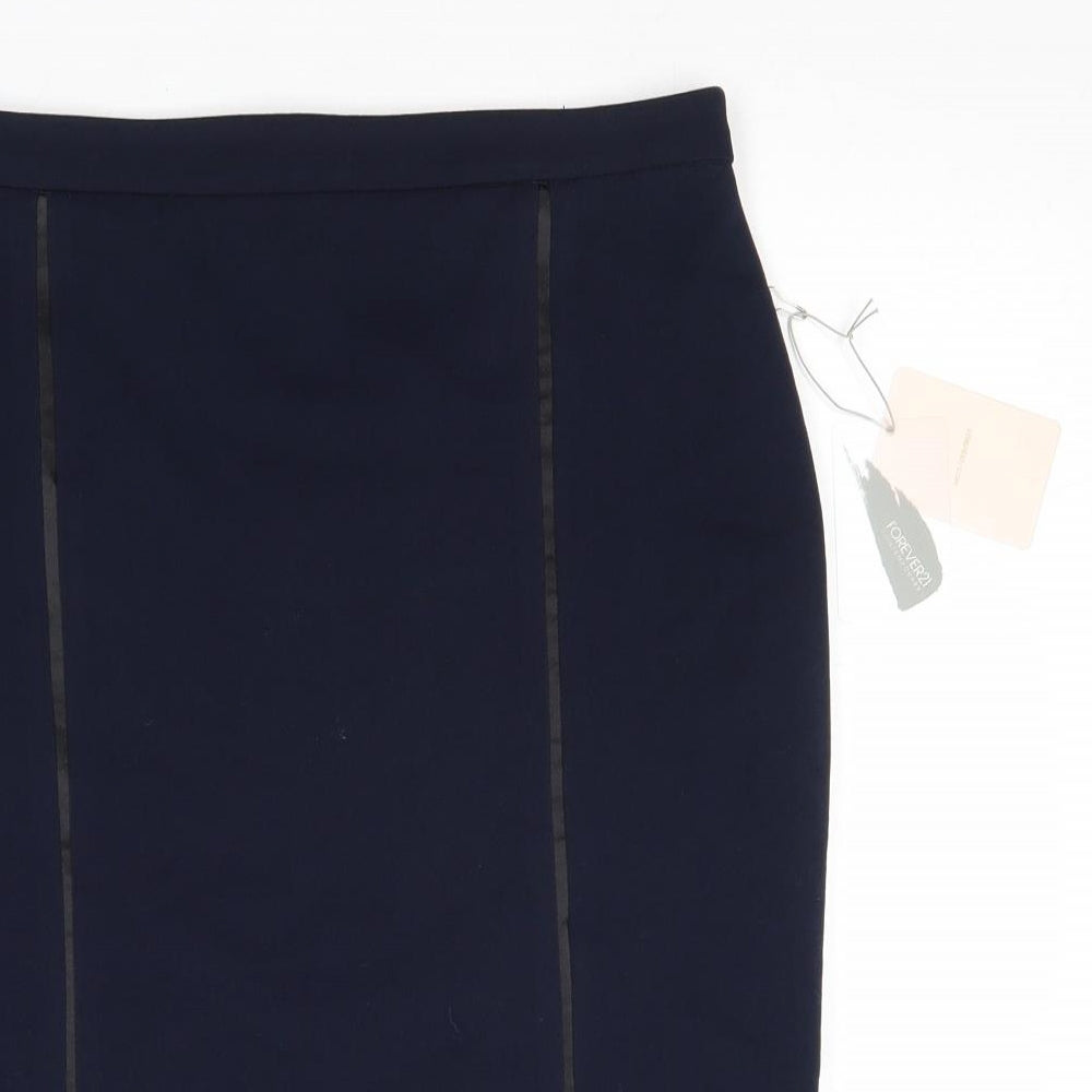 FOREVER 21 Womens Blue Polyester Straight & Pencil Skirt Size M Zip