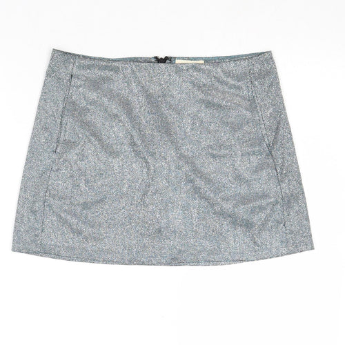 Pins & Needles Womens Silver Polyester A-Line Skirt Size S Zip