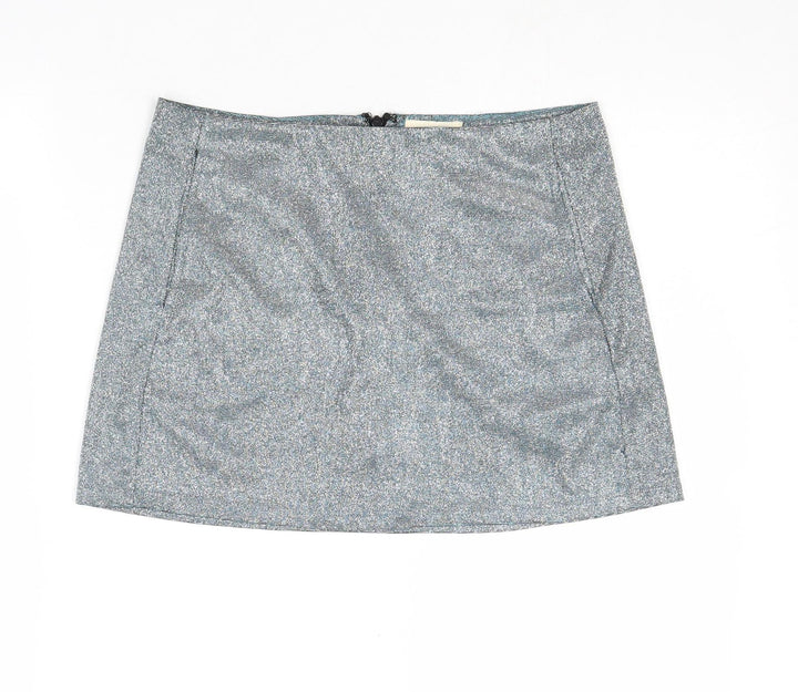 Pins & Needles Womens Silver Polyester A-Line Skirt Size S Zip