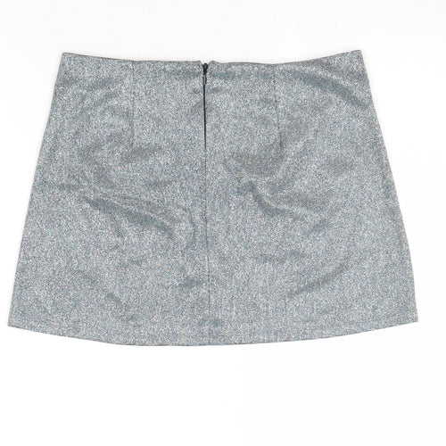 Pins & Needles Womens Silver Polyester A-Line Skirt Size S Zip