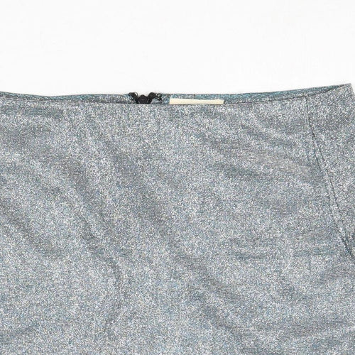 Pins & Needles Womens Silver Polyester A-Line Skirt Size S Zip
