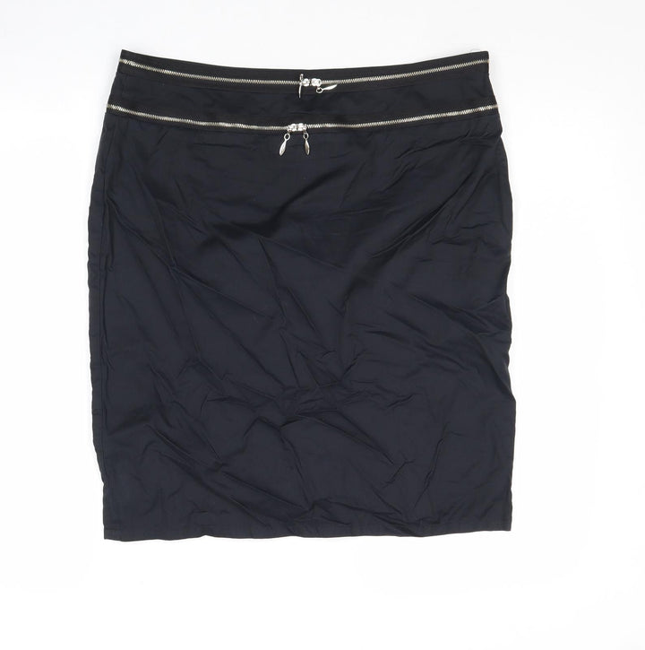 Warehouse Womens Black Cotton Straight & Pencil Skirt Size 14 Zip